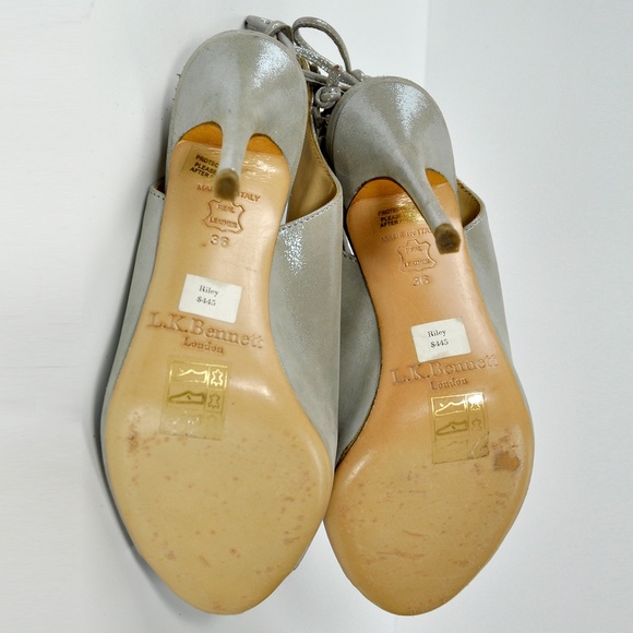 L.K.BENNETT Riley Suede Peep-Toe Booties SILVER - Picture 8 of 14